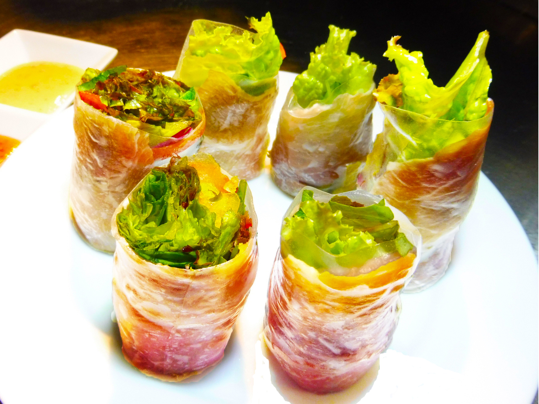 Spring Rolls with Prosciutto Salad